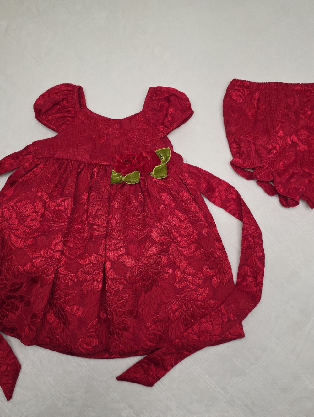 Laura Ashley Red Lace Baby Girl Party Dress with Bloomer